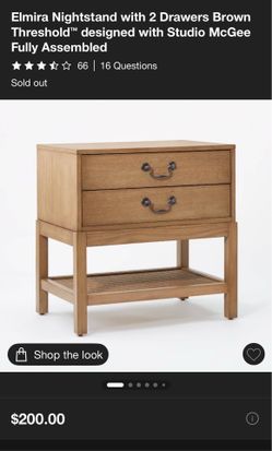 Two Drawer Brown Nightstand - Studio McGee