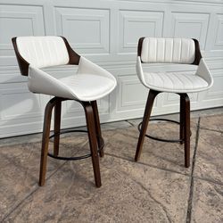 Brand New White Mid Century Modern Bar Stools Set Of 2