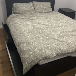 Queen bed Frame With Storage, Night Stand And 6 Drawer Dresser Black