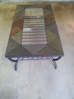 Coffee table glass and stone.
