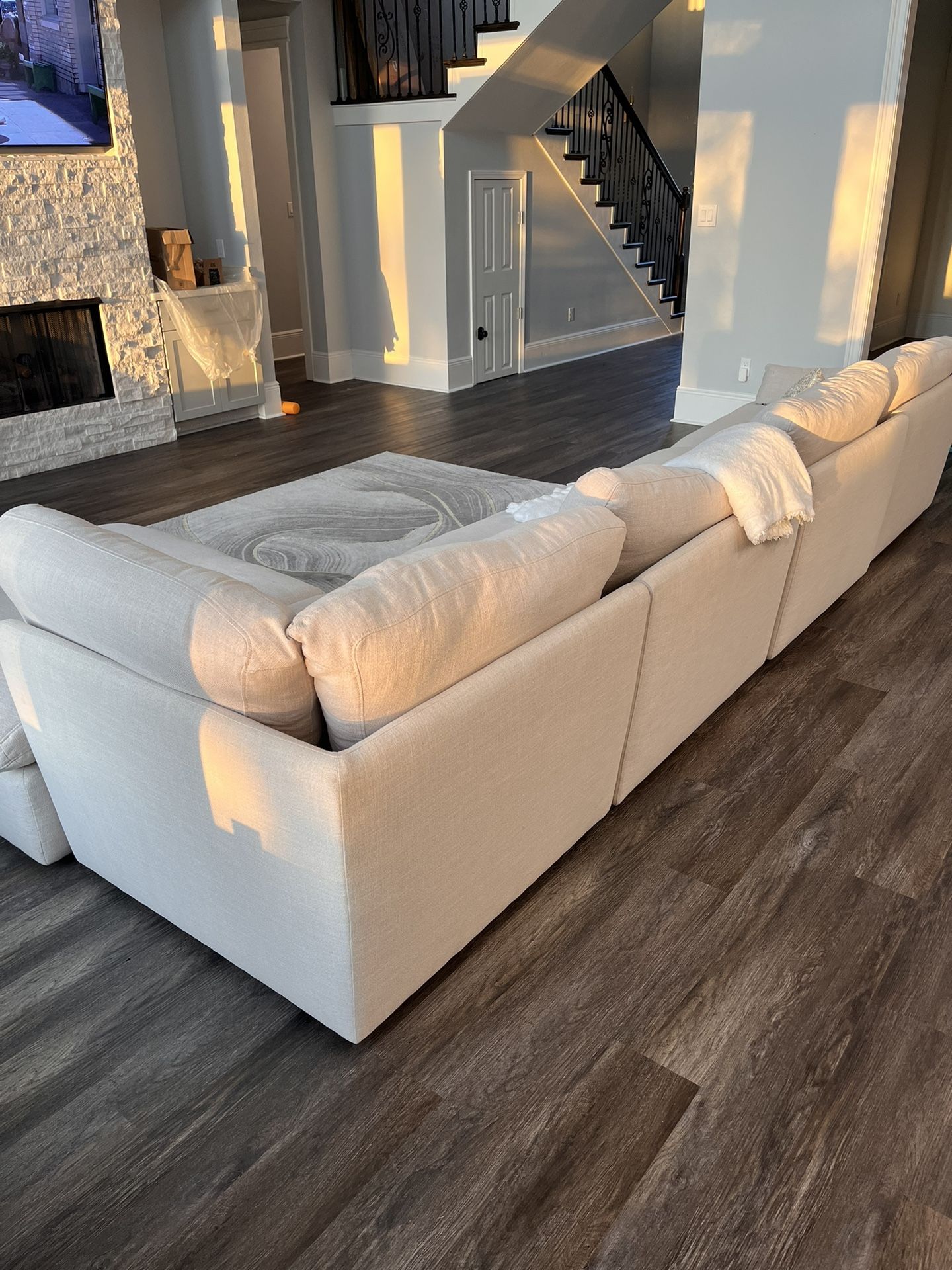 Sofa Sectional Beige/white