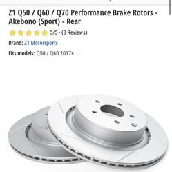 Z1 Q50/Q60 REAR BRAKE ROTORS *NEW*