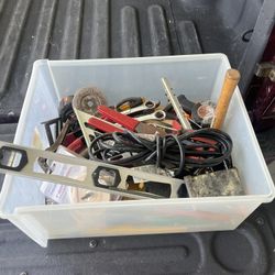 Box of assorted tools