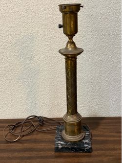 Antique Brass Lamp with a Marble Base