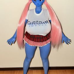 Mini Anime Silicone Doll With Custom Blue BBW Body 23” inches Tall. 