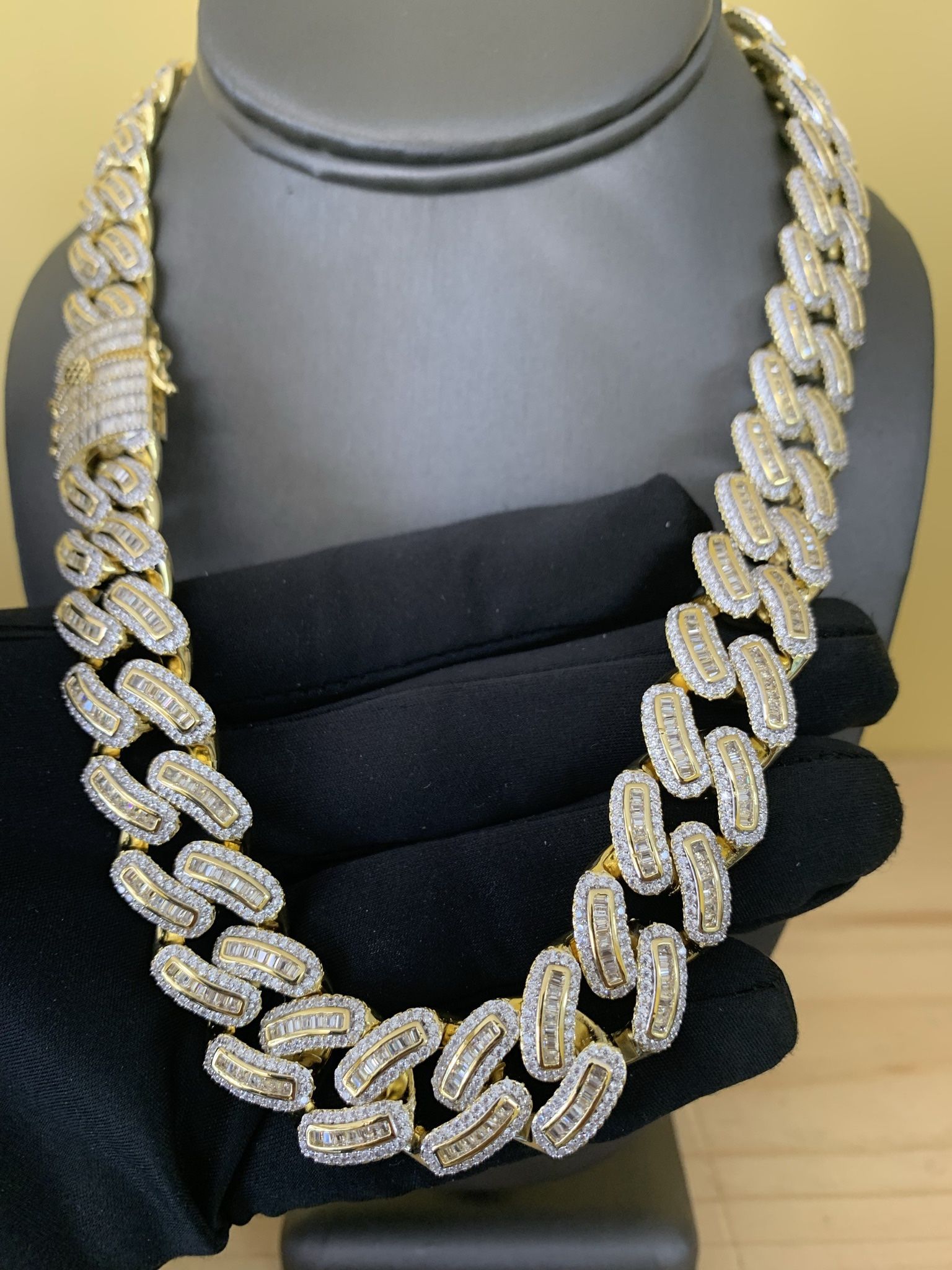 14k Gold Filled Yellow & White Gold Cuban Link Choker Chains