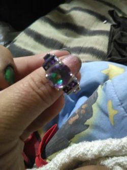 Rainbow topaz w/ amethyst ring