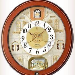 Seiko Melodies in Motion 18 Songs Wall Clock w Crystals QXM368BRH (BRAND NEW)