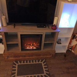 Electric Fireplace Very Good Condition Works Great TV Is Not Included