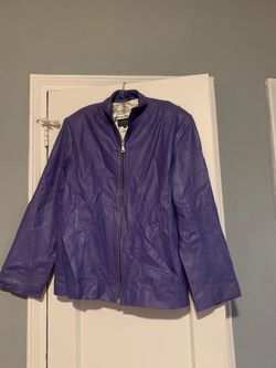 Versace Purple Leather Zip Front Jacket