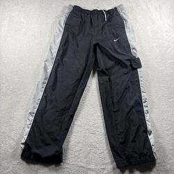 Vintage Nike Track Pants Windbreaker Youth Large 14-16 Black Y2K Cargo Baggy#93