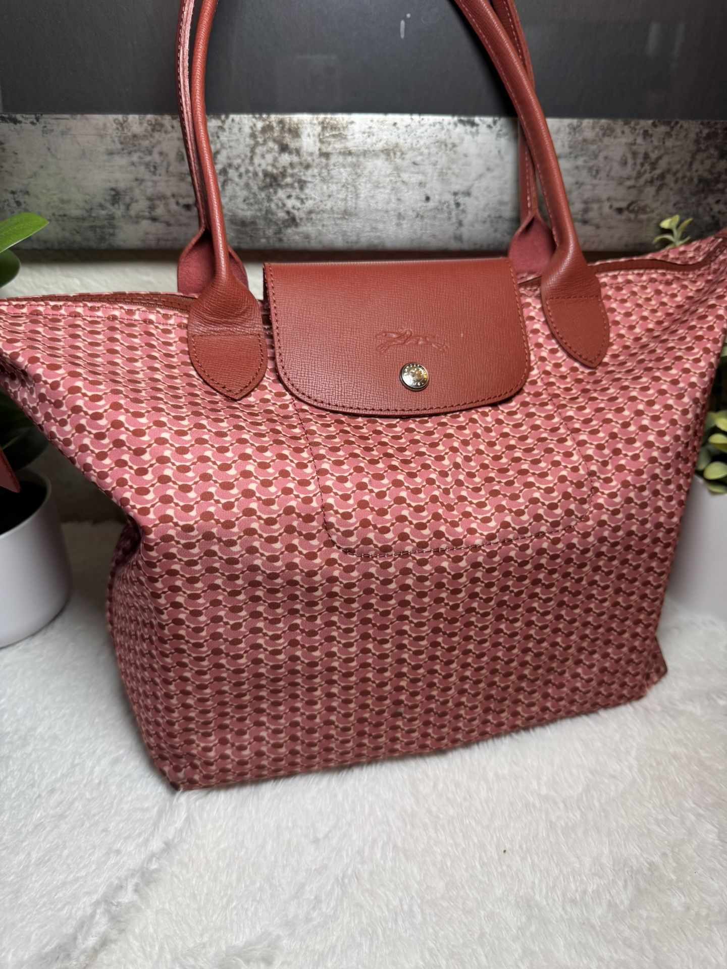 Longchamp Le Pliage Tote Bag – Limited Edition Pattern, Red/Pink