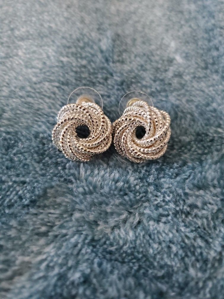 Silver Twist Stud Earrings
