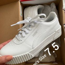 All White Women's Puma Carina Low Top