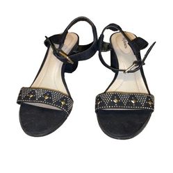 Style & Co Rhinestones Black Ankle Strap Heels