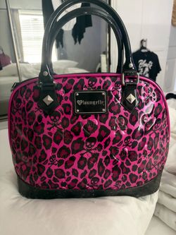 Loungefly Pink Skull Leopard Print Handbag- OBO