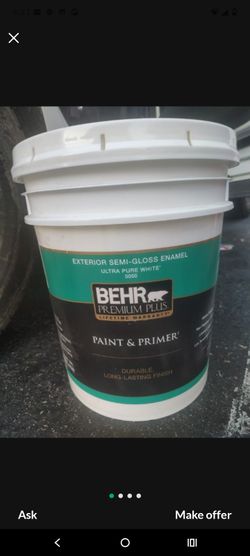 5 Gallon Behr Paint. Ultra Pure White Semi Gloss