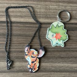 Adorable Cute Creatures Necklace & Keychain Combo