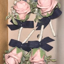 Boutonnieres Dusty Rose Navy Blue