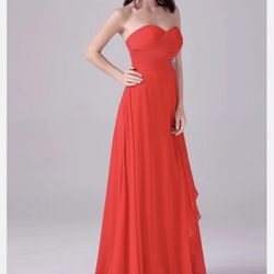 Belsoie strapless sweetheart pleated rhinestone detail dress Size 2 orange/red