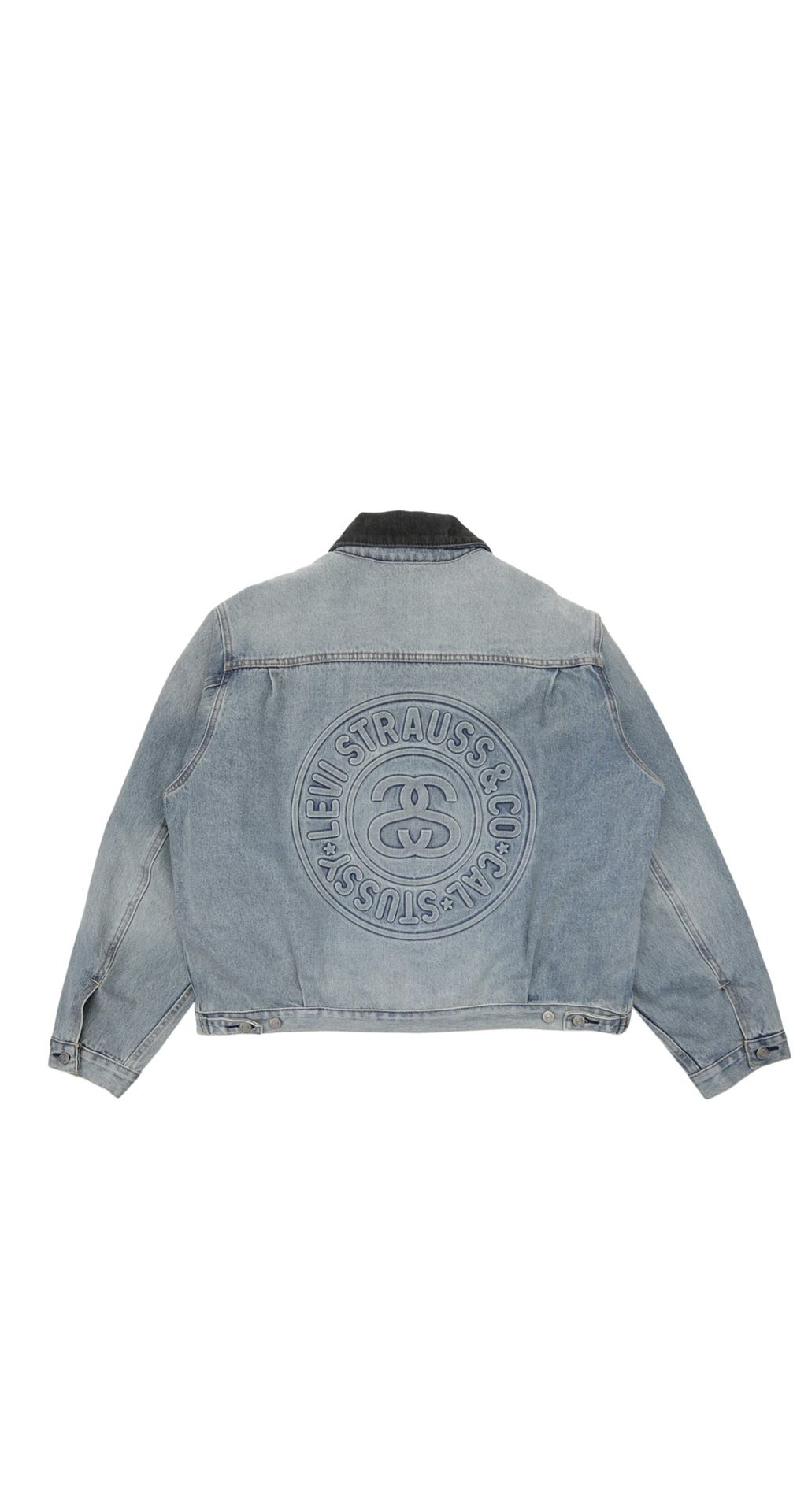 Stussy x Levi's Embossed Praglad Trucker Jacket for Sale in