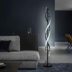 New 60” Spiral LED Modern Floor Lamp,Dimmable Black 3 Color Temperature Bedside Light