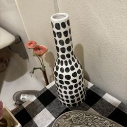 Black And White Mosaic Bottle 10”