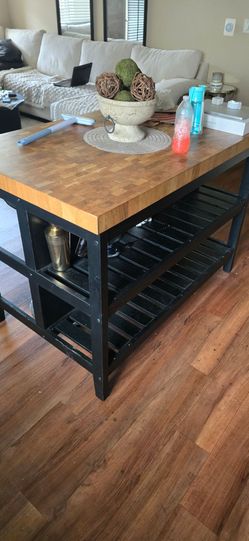 IKEA VADHOLMA Kitchen Island – Black/Oak