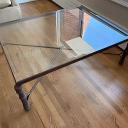 Contemporary Glass Coffee Table Bronze Finish 54" X 43"