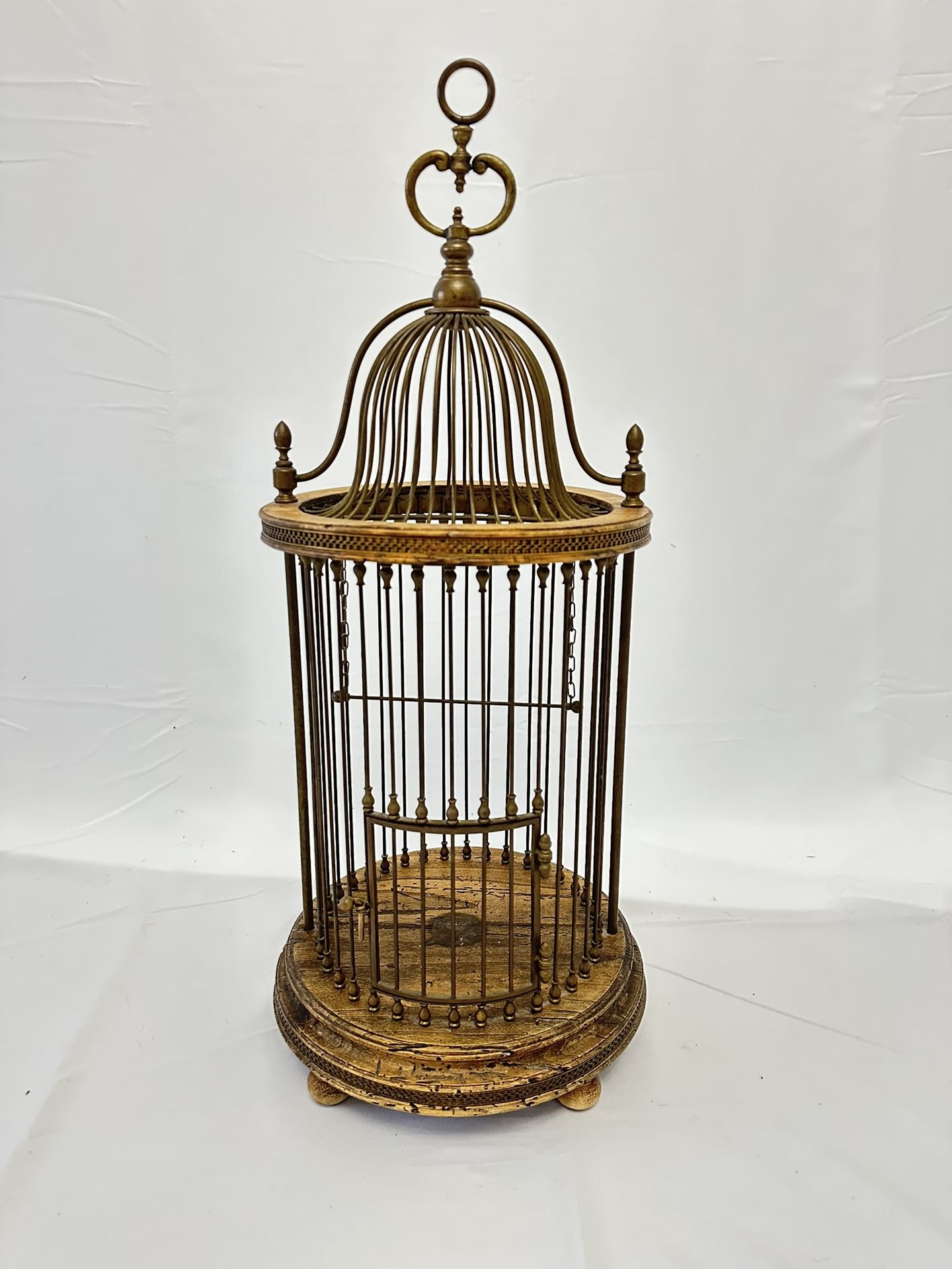 ITALIAN NEOCLASSICAL BRAS & SOLID WOOD BIRDCAGE! EXCELLENT CONDITION!