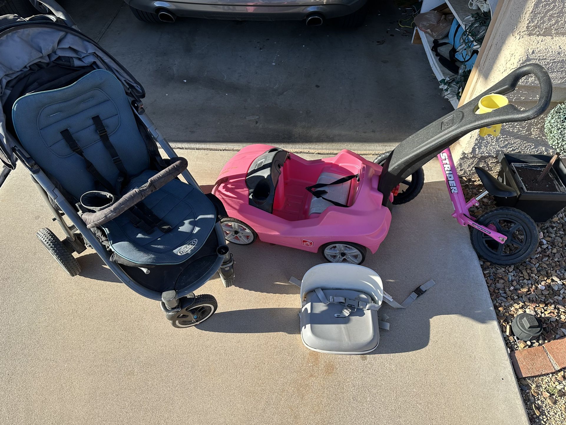 Stroller, Car, Booster Seat, Balance Bike All 4 $100