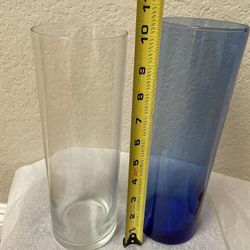 Two Glass Flower Vases 