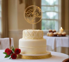 God Bless Baptism Cake Topper - Keepsake Cross Design,for Christening & Holy Communion,Divine Celebration Elegant Cake Decor