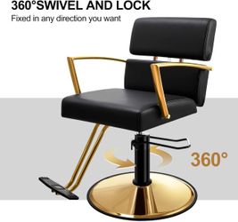 Black & Gold Hydraulic Salon Barber Chair