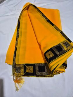 Chiffon Saree textured Chiffon Saree with embroidered border