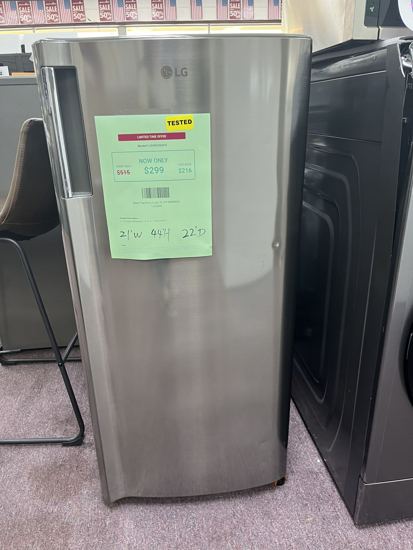 July 4th Extra 10% Off! Small Refrigerator 21’w Stainless Steel LG Fridge
