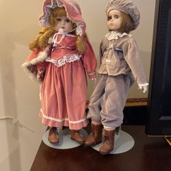 Porcelain dolls antique set of two