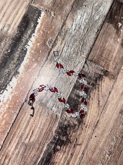 Red and Clear Crystal Silver-Tone Bracelet
