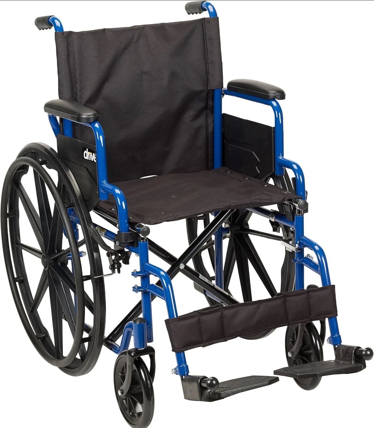 Drive Medical Wheelchair Blue Streak W/ Flip Back Desk Arm + 18" Seat + Footrest A591