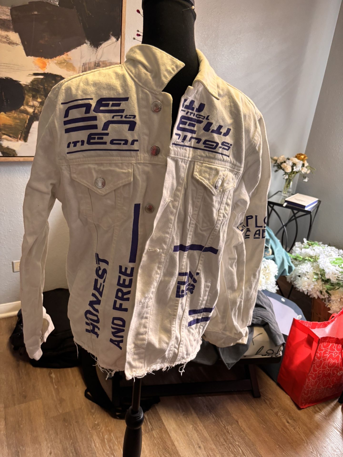 Zara Mens Graphic Denim Jacket
