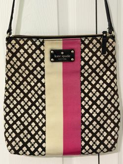 Kate Spade Crossbody Bag, Black/Pink/White, 11” x 11”