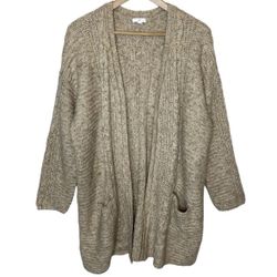 J. Jill Beige Open Front Long Cardigan size Large