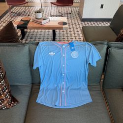 Adidas Inter Miami CF Button Up Jersey Light Blue New w Tags Size Large