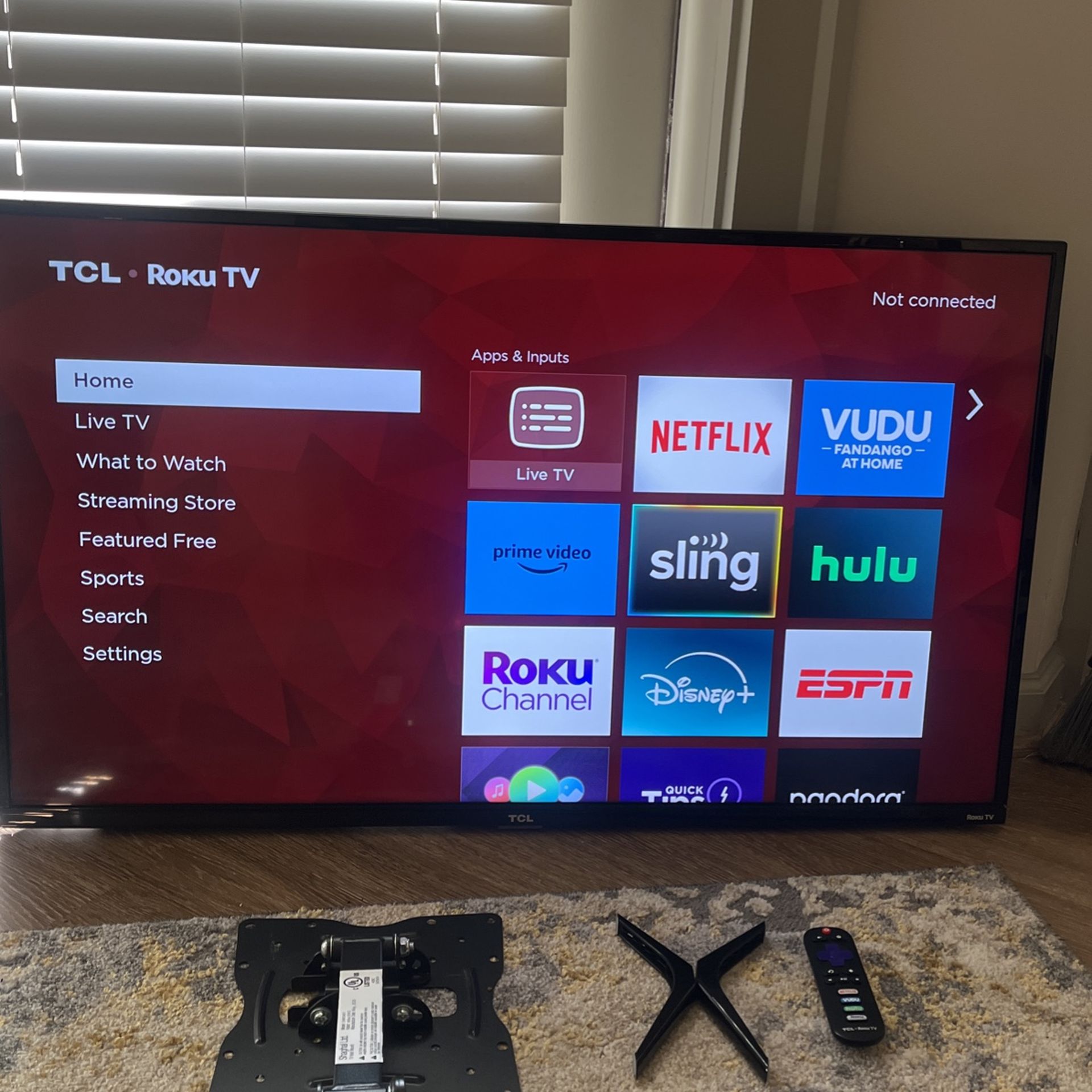 43 Inch TCL ROKU Smart Tv with Mount