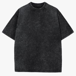 Acid Wash T Shirt Black Gray Over Sized Heavy Round Neck