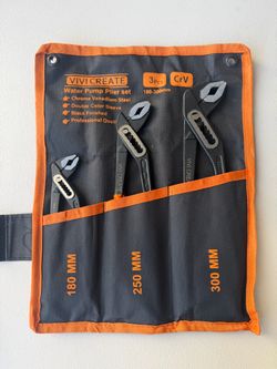 Vivicreate 3-Piece Adjustable Pliers Set (7", 10", 12") with Button Quick Adjust