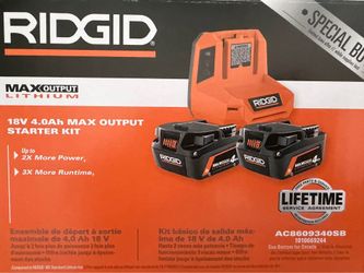 RIDGID 18v 4.0 Ah Max Output Starter Kit