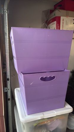 2 purple plastic tubs