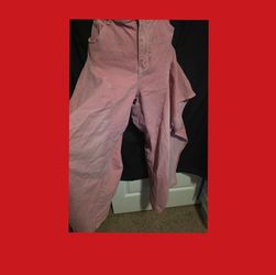 Pink Draped Wide-Leg Denim Pants