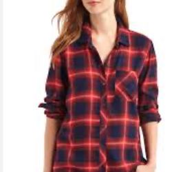 Gap ⚜️♥️⚜️ soft plaid boyfriend shirt size XS